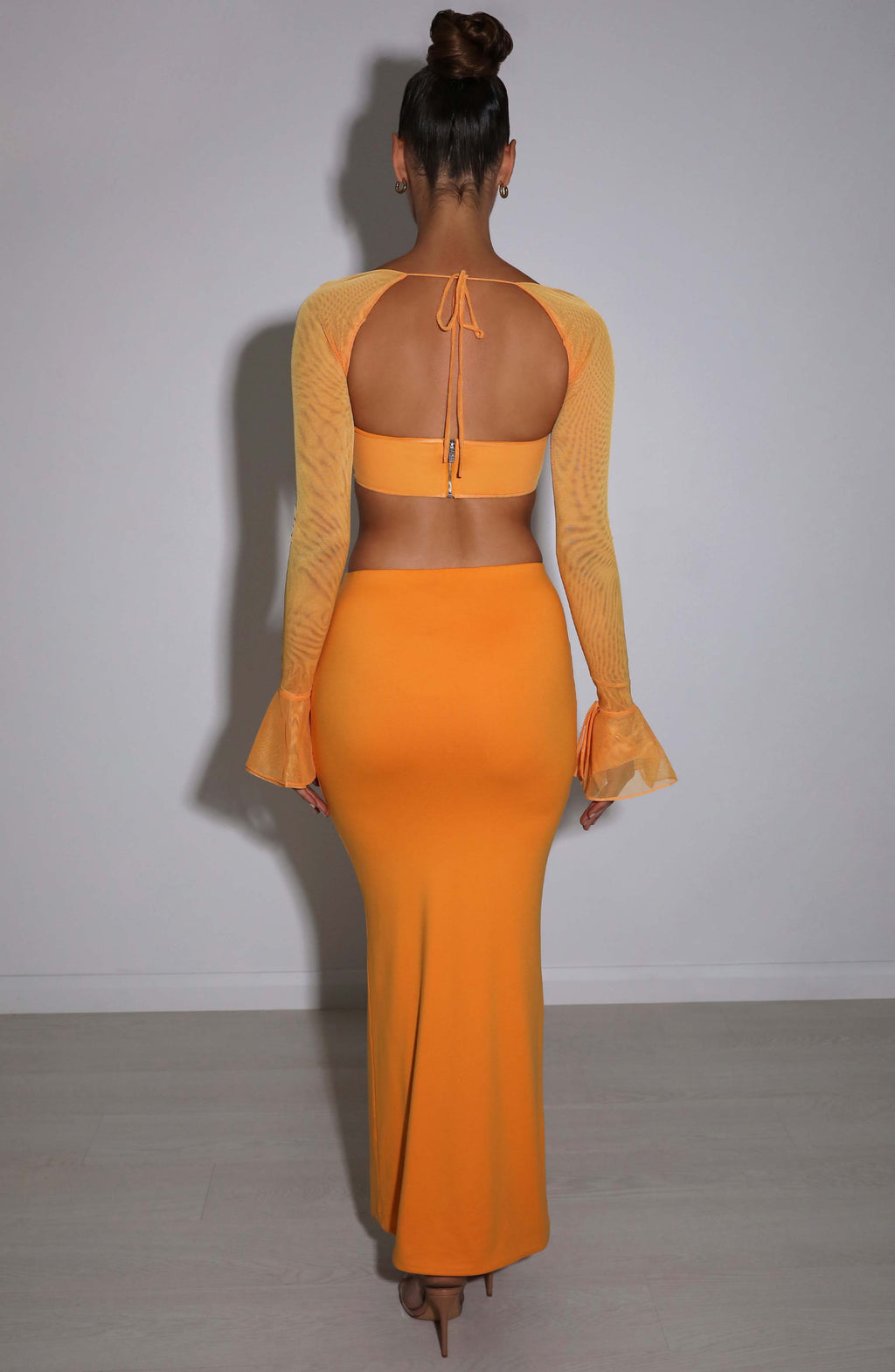 Flourenne Astara Maxi Skirt in Tangerine