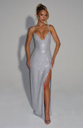 Flourenne Astrid Maxi Dress in Silver