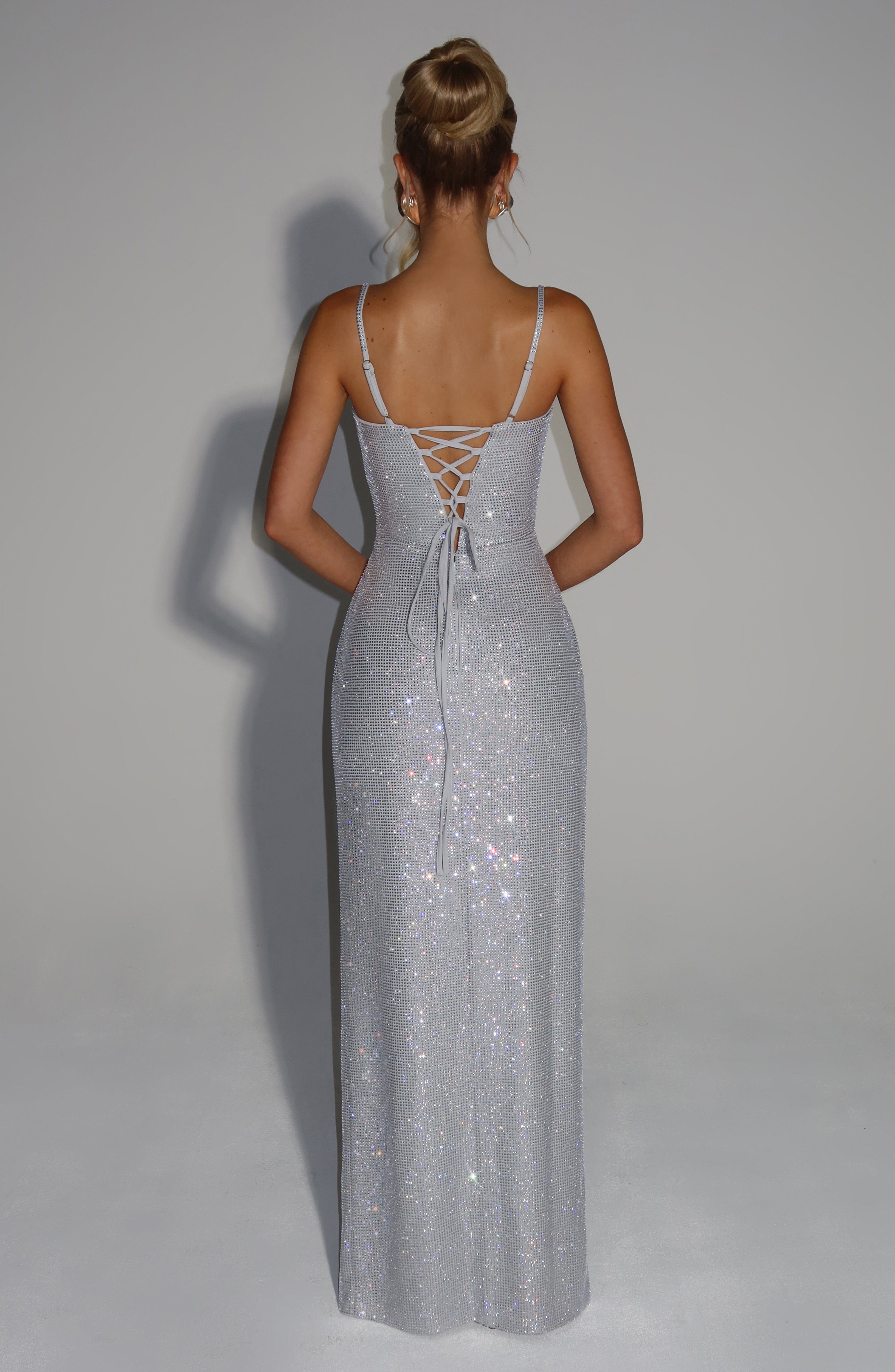 Flourenne Astrid Maxi Dress in Silver