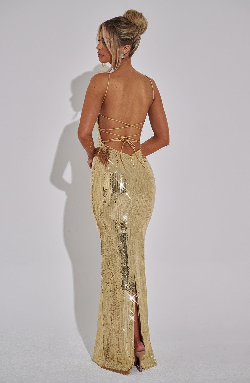 Flourenne Atalia Maxi Dress in Gold