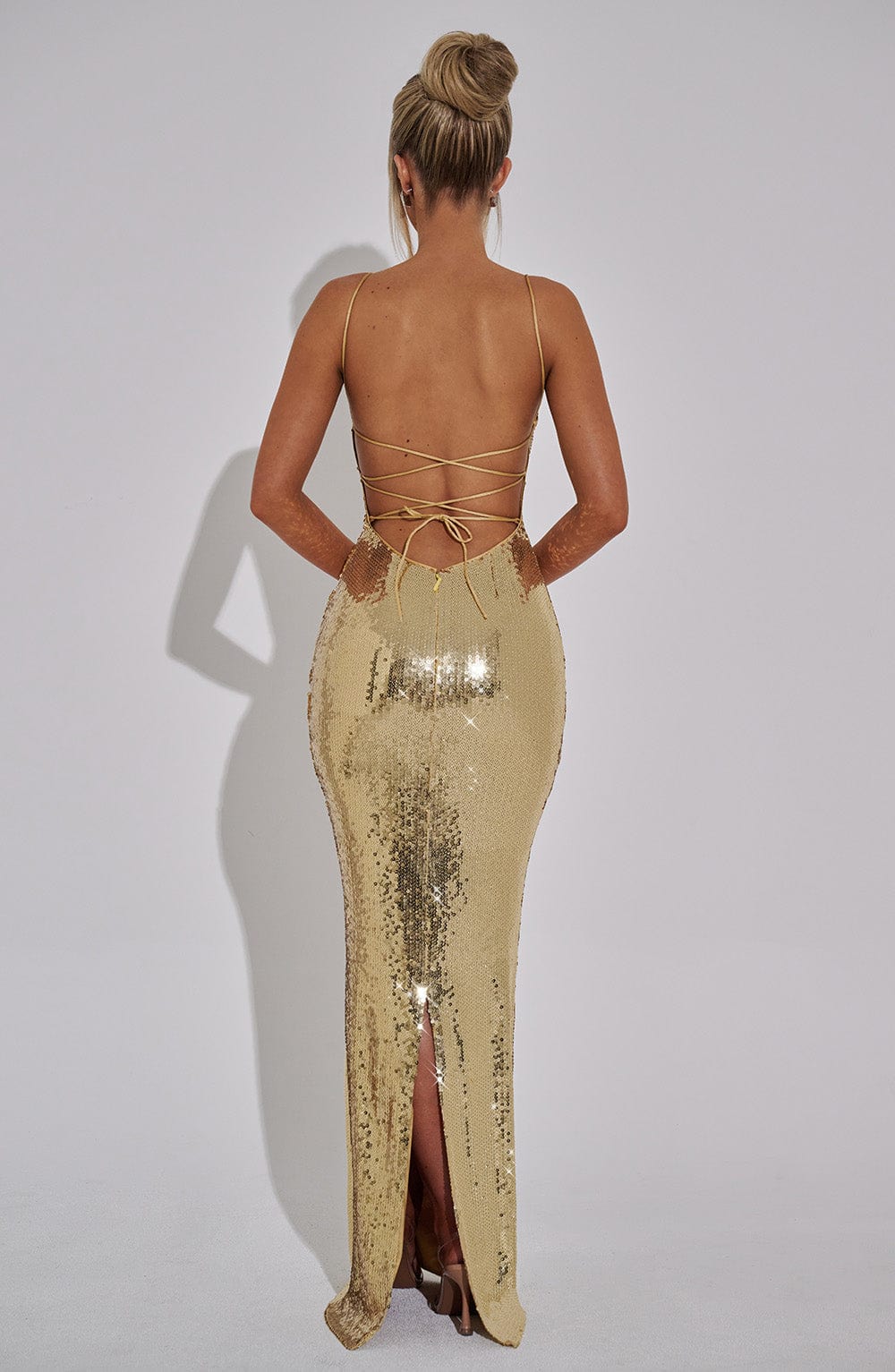 Flourenne Atalia Maxi Dress in Gold