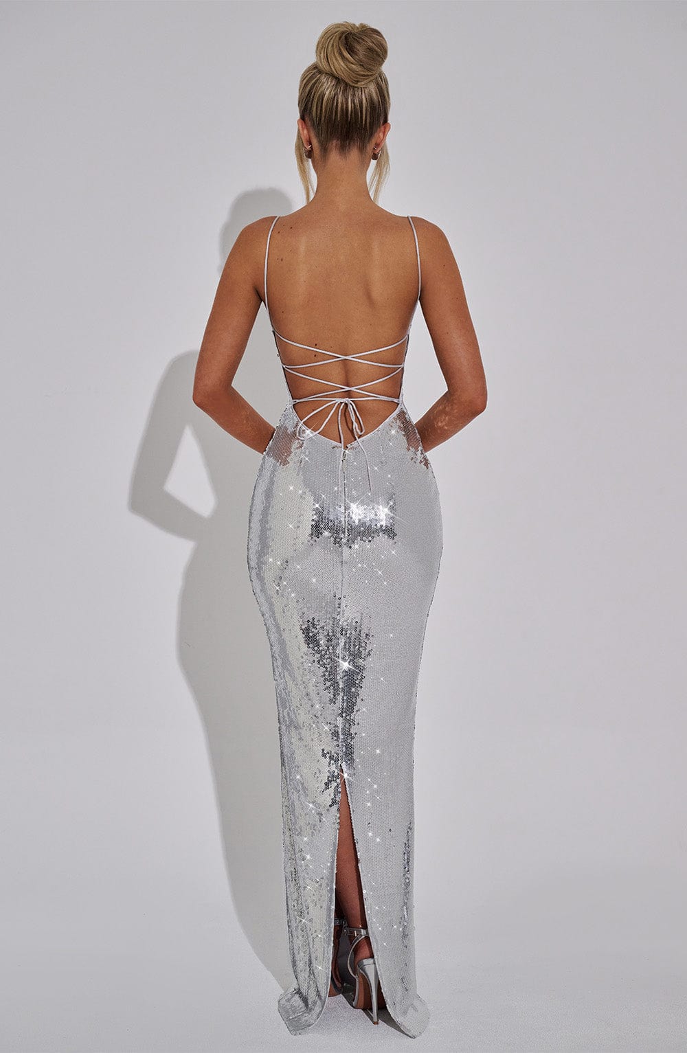 Flourenne Atalia Maxi Dress in Silver