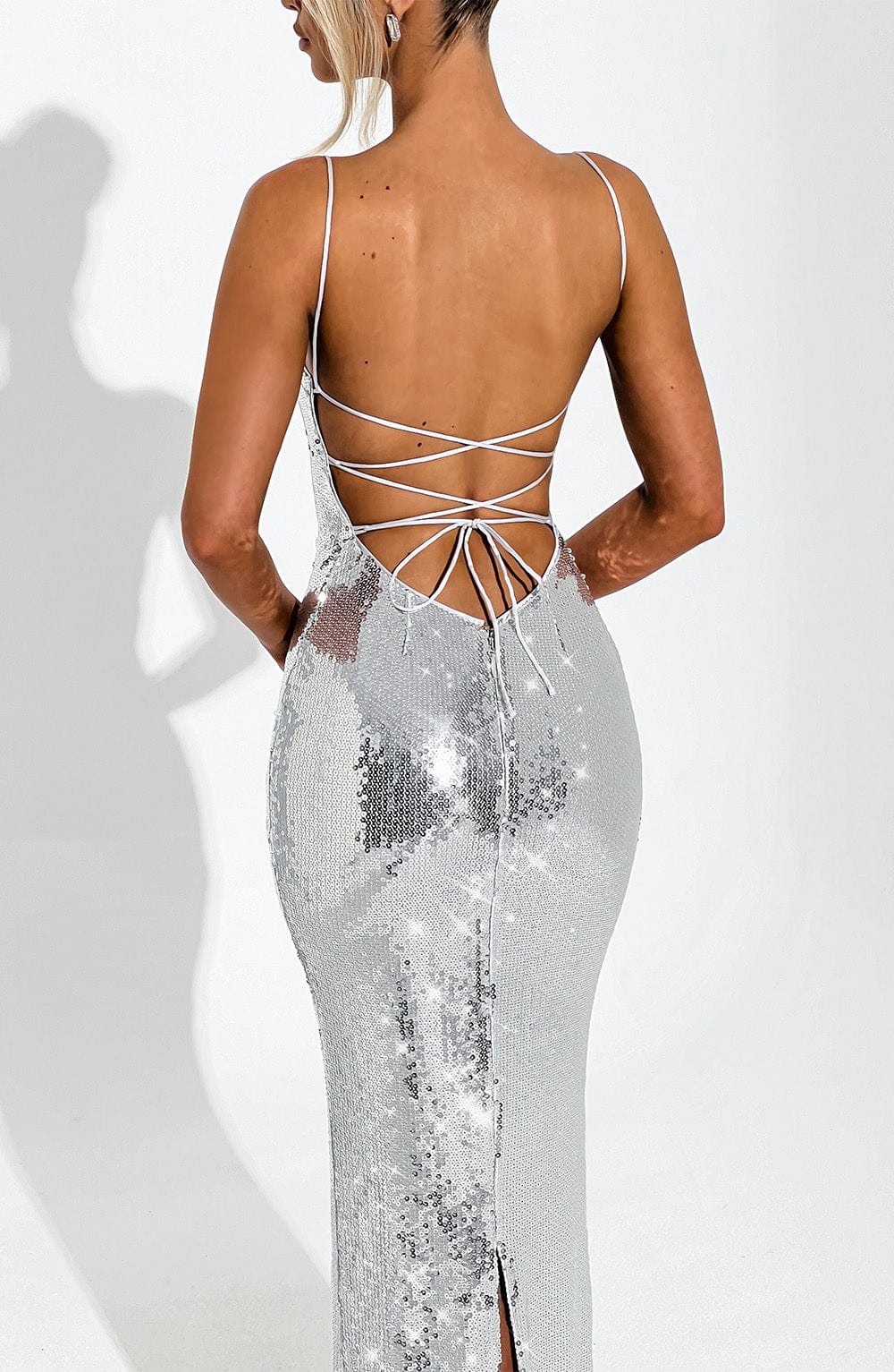 Flourenne Atalia Maxi Dress in Silver