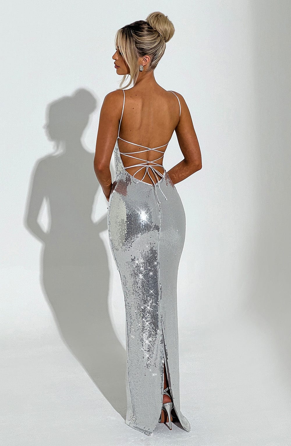 Flourenne Atalia Maxi Dress in Silver