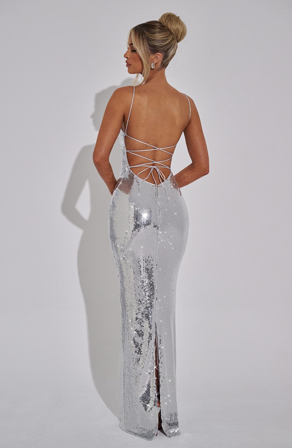 Flourenne Atalia Maxi Dress in Silver