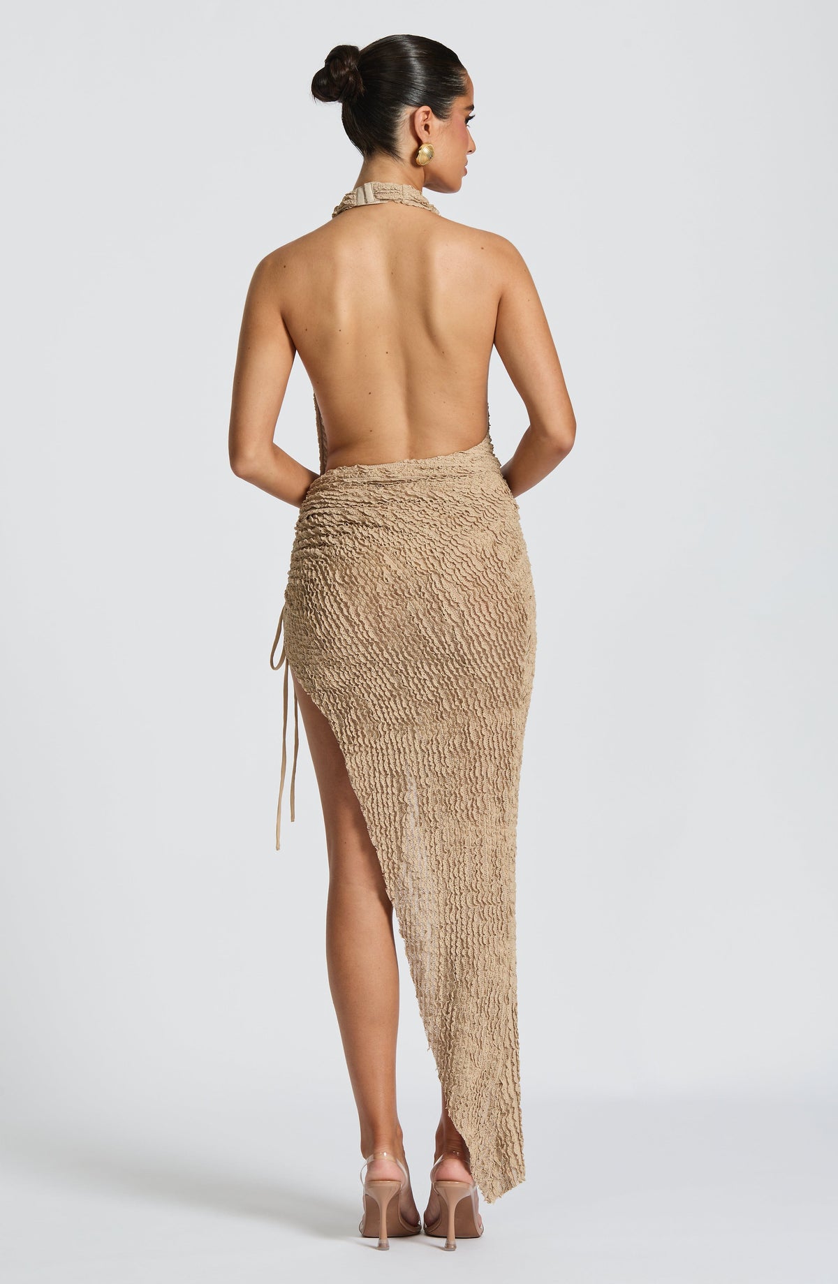 Flourenne Ayla Midi Dress in Beige