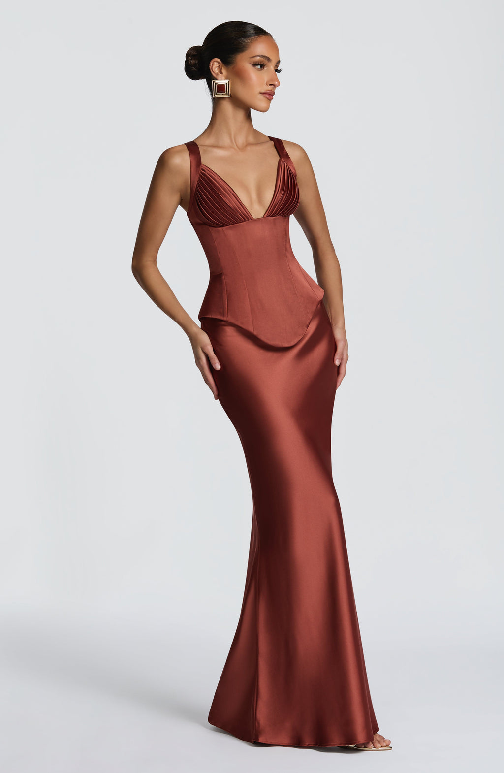 Flourenne Aylin Maxi Skirt in Rust