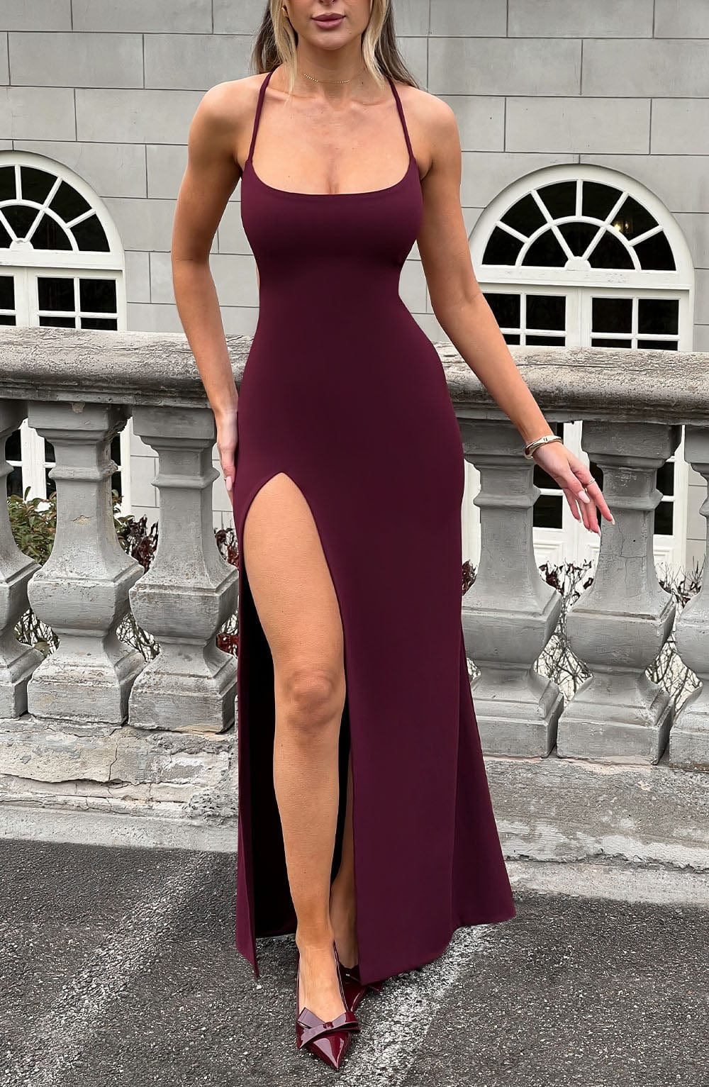 Flourenne Beatrix Maxi Dress in Cherry Lacquer