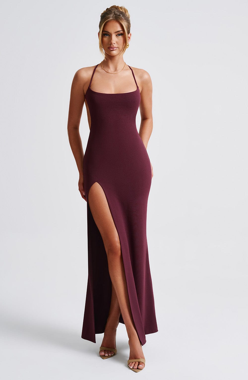 Flourenne Beatrix Maxi Dress in Cherry Lacquer