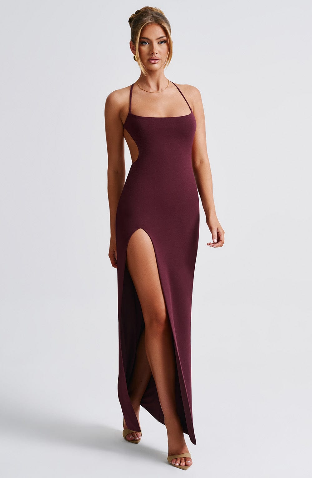 Flourenne Beatrix Maxi Dress in Cherry Lacquer