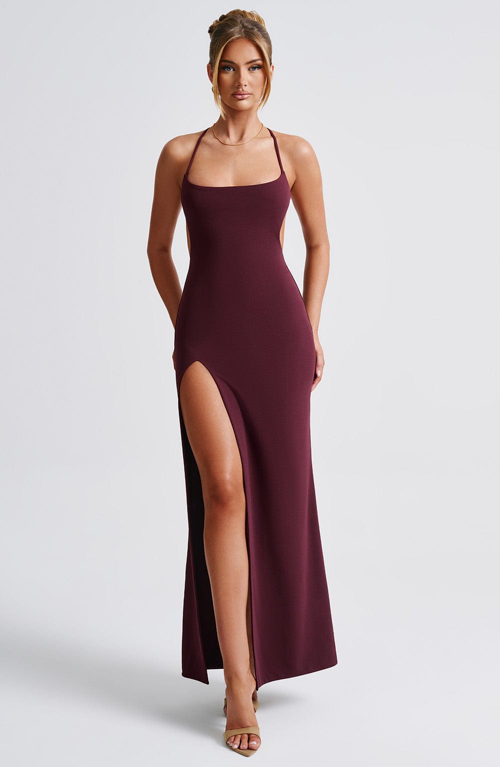 Flourenne Beatrix Maxi Dress in Cherry Lacquer
