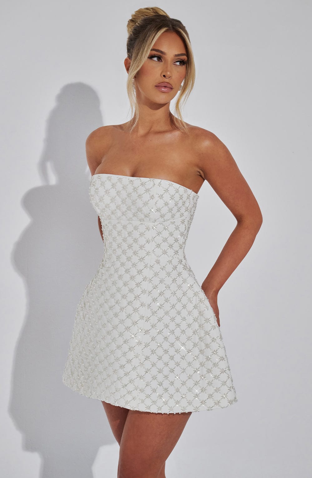 Flourenne Beatriz Mini Dress in Ivory