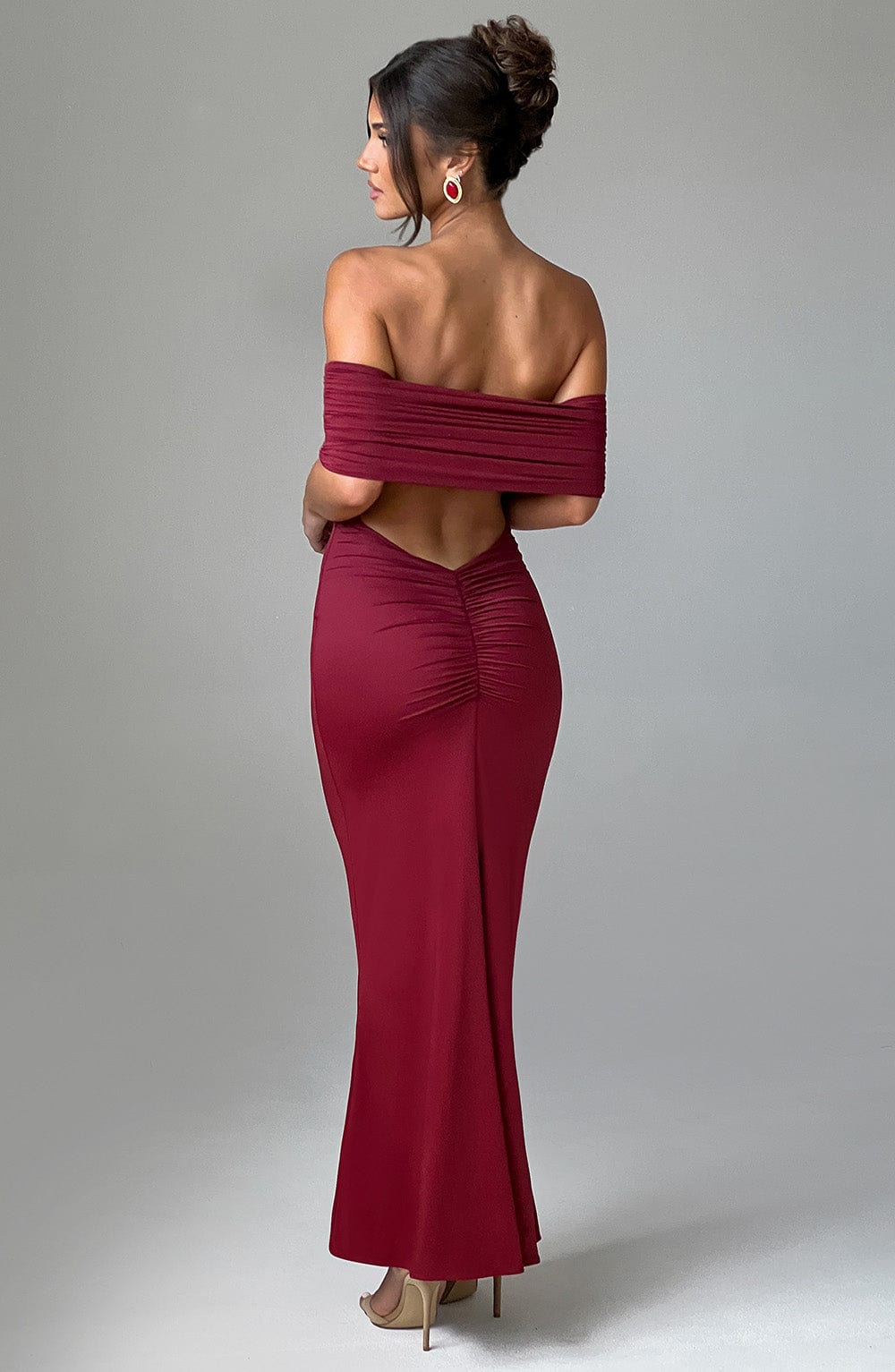 Flourenne Belinda Maxi Dress in Burgundy