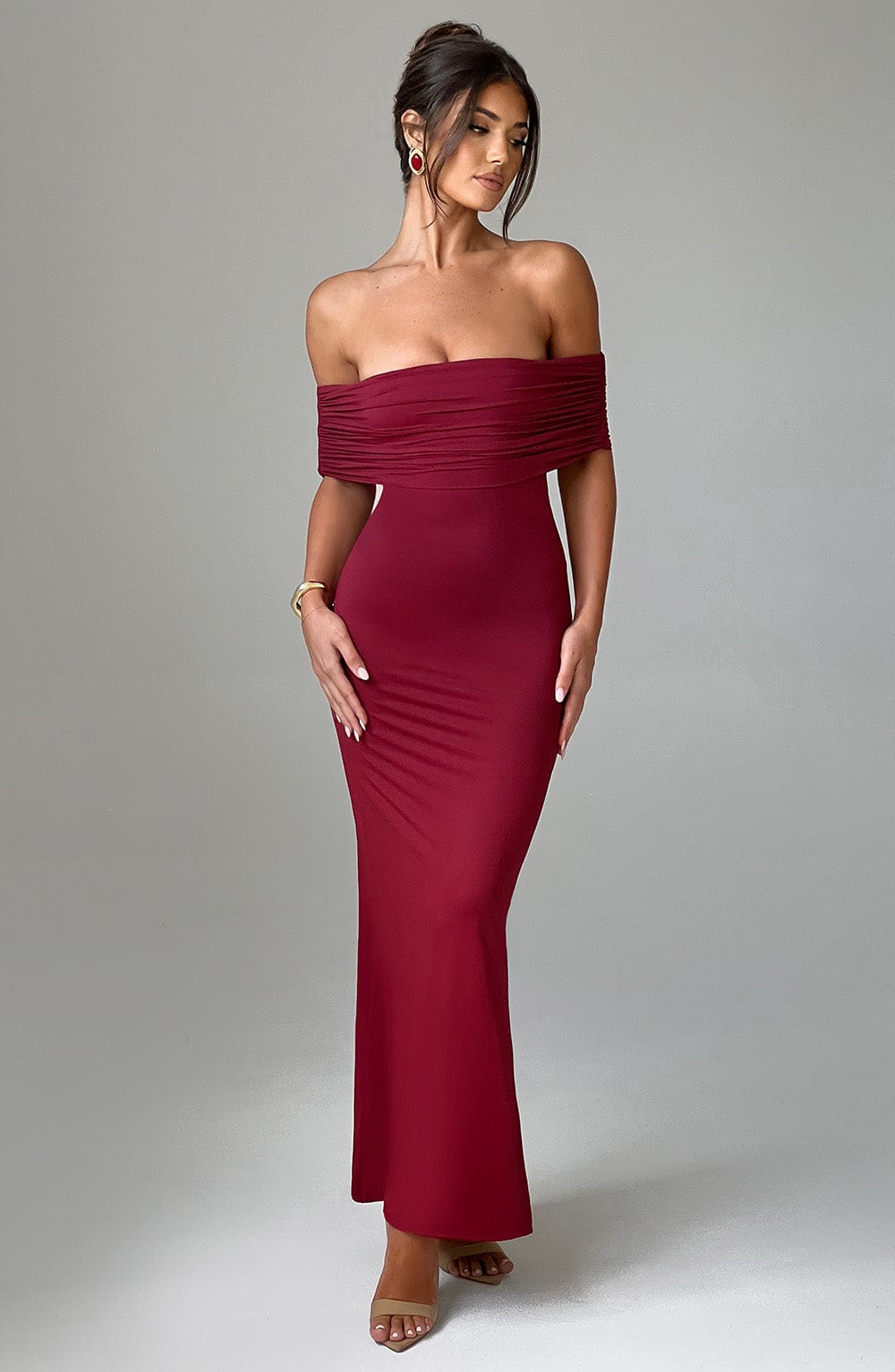 Flourenne Belinda Maxi Dress in Burgundy