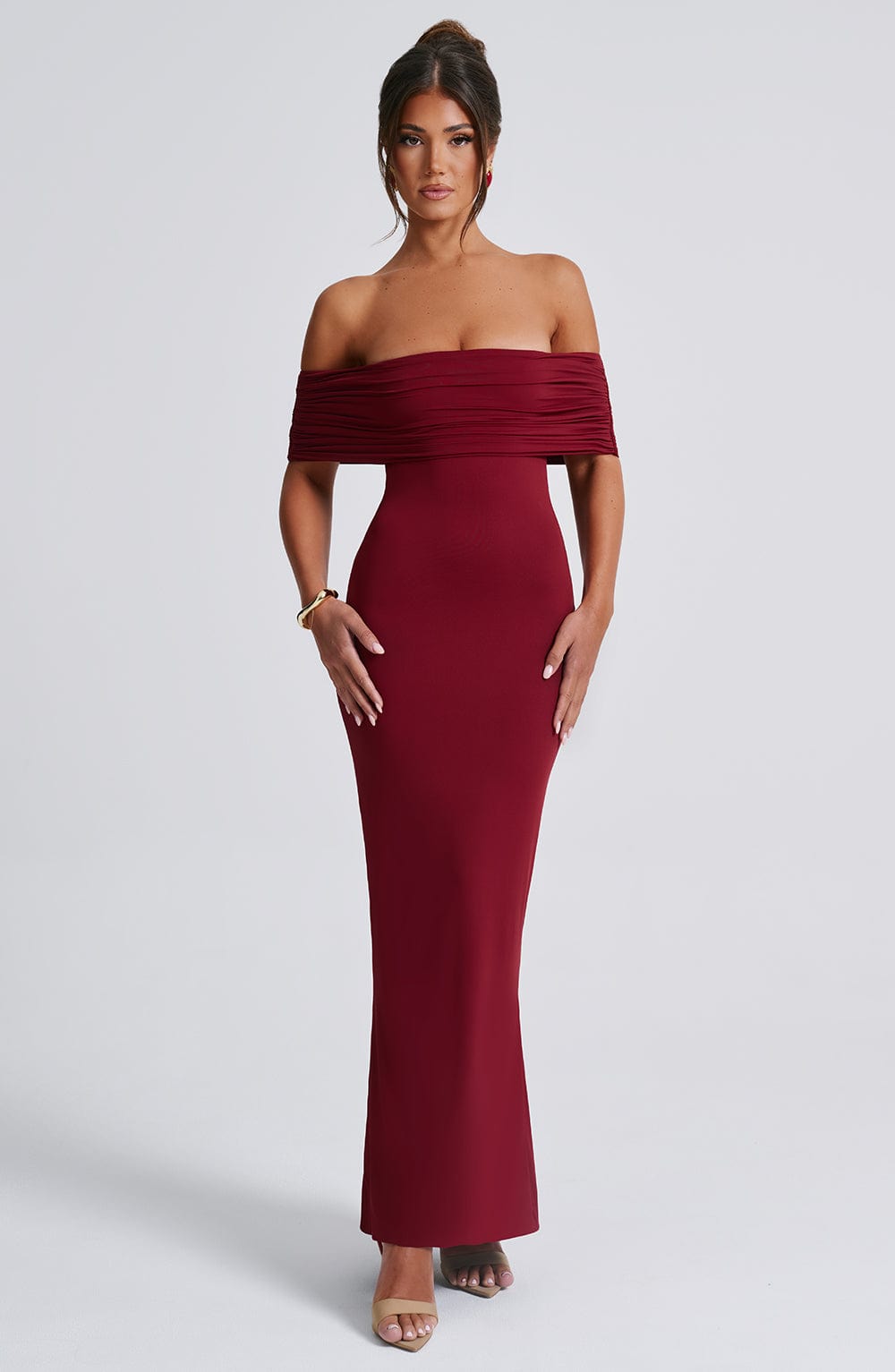 Flourenne Belinda Maxi Dress in Burgundy