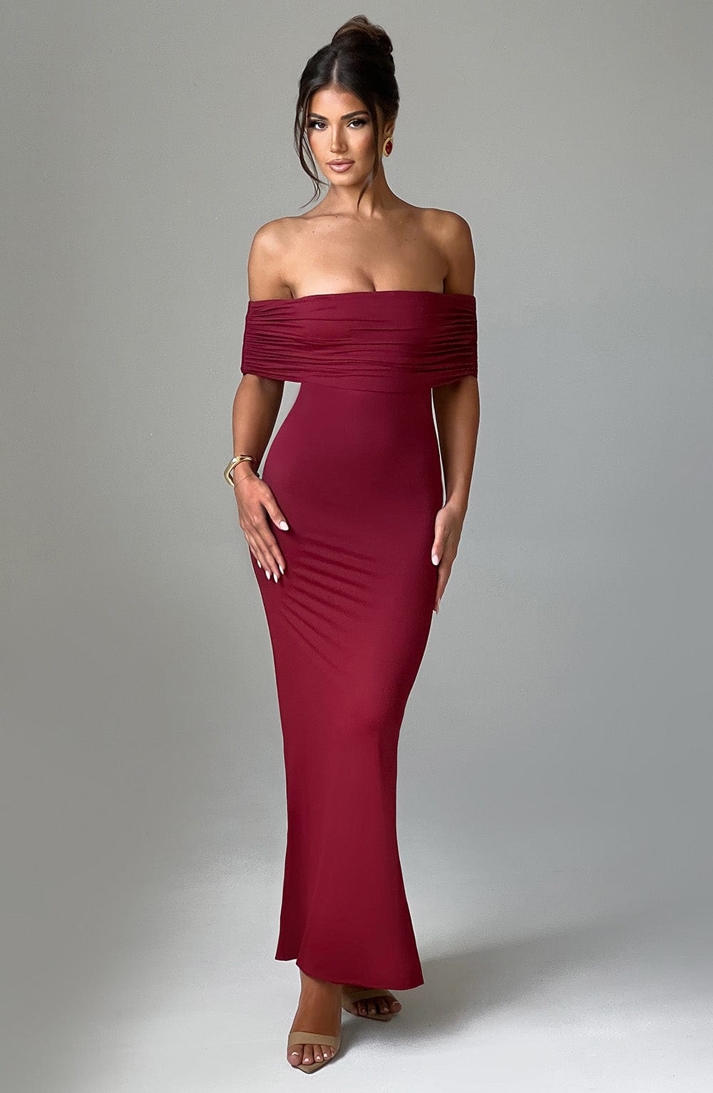 Flourenne Belinda Maxi Dress in Burgundy