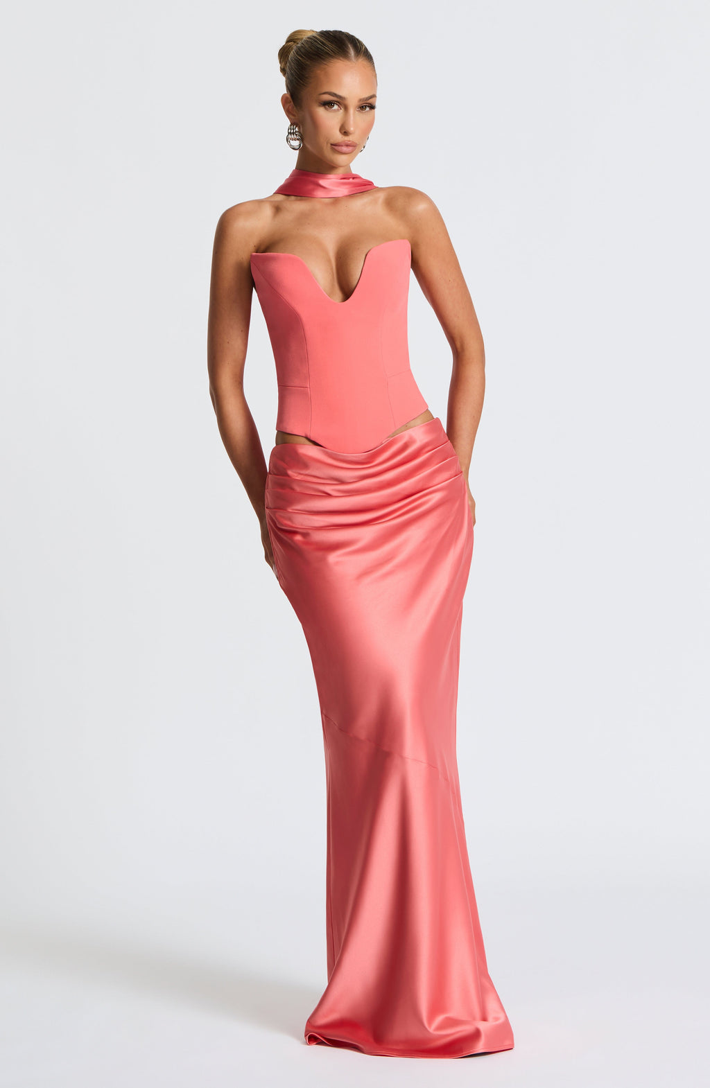 Flourenne Bernadine Maxi Skirt in Coral Pink