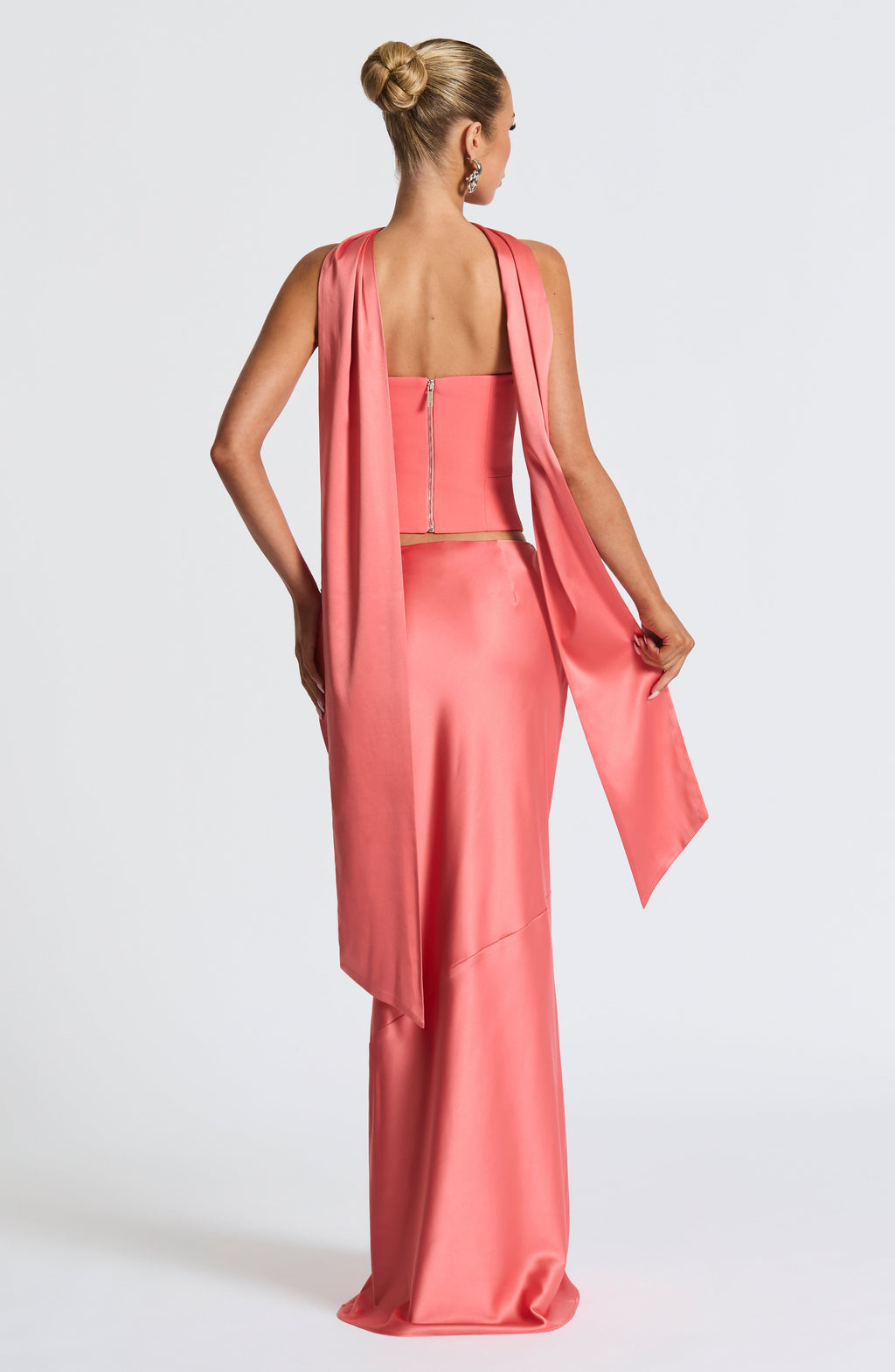 Flourenne Bernadine Maxi Skirt in Coral Pink
