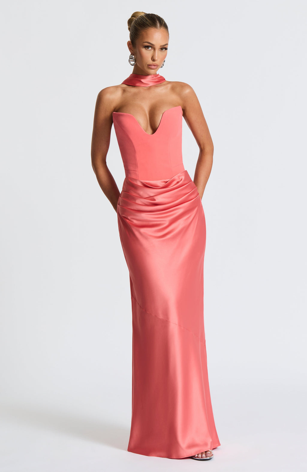 Flourenne Bernadine Maxi Skirt in Coral Pink