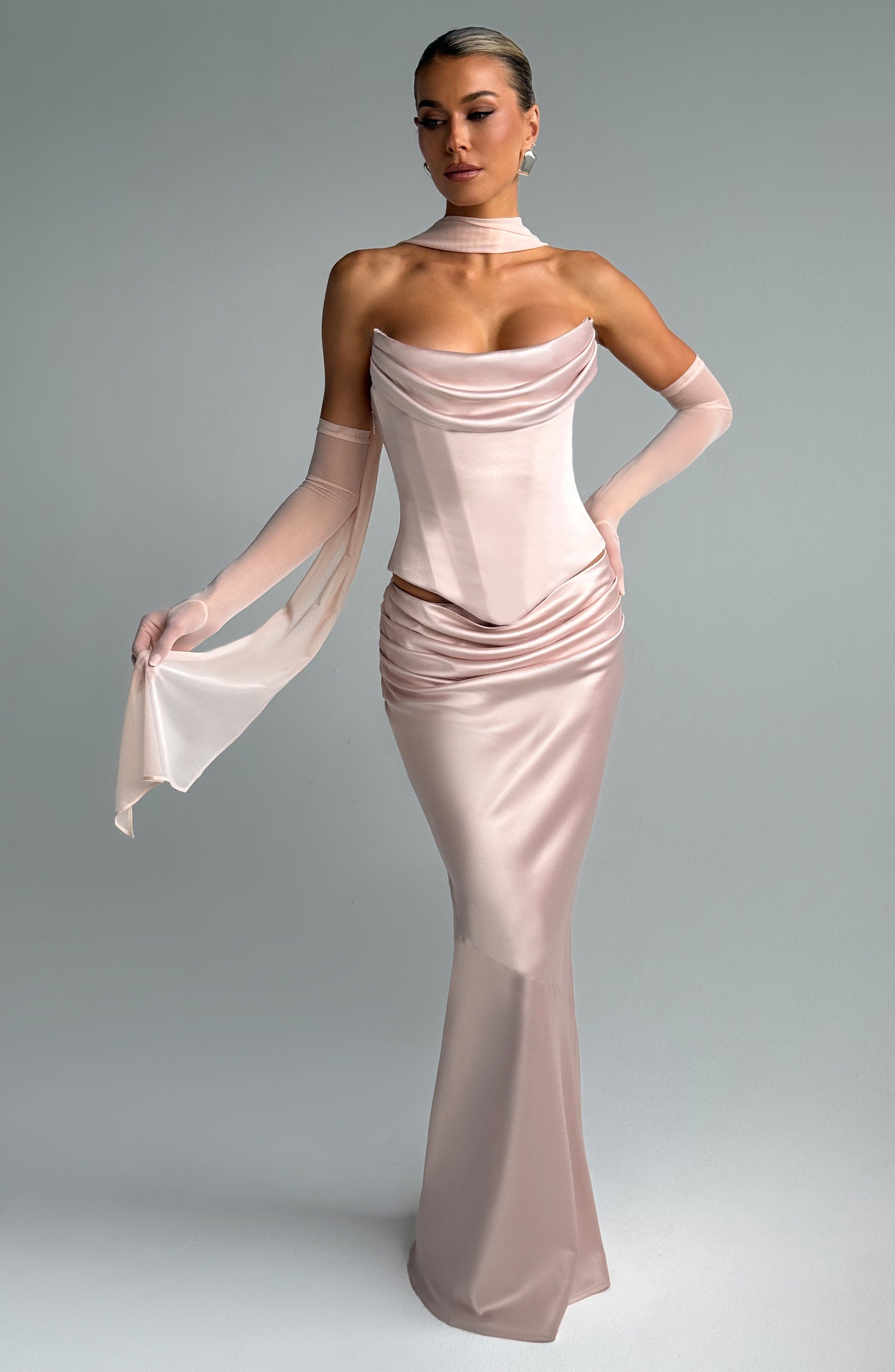 Flourenne Bernadine Maxi Skirt in Soft Peach