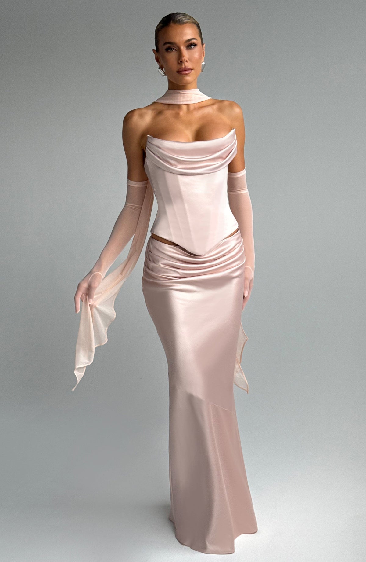 Flourenne Bernadine Maxi Skirt in Soft Peach