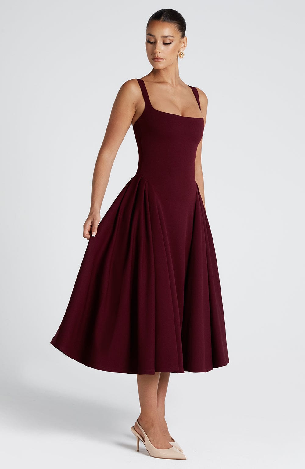 Flourenne Bettina Midi Dress in Cherry Lacquer