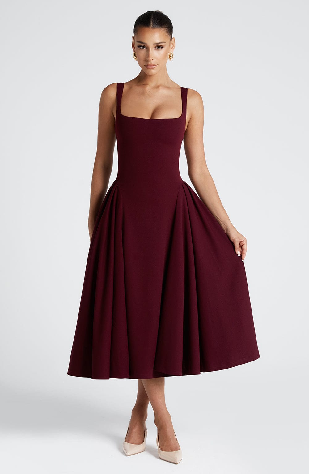 Flourenne Bettina Midi Dress in Cherry Lacquer