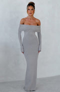 Flourenne Beverly Knit Maxi Dress in Light Grey Marl