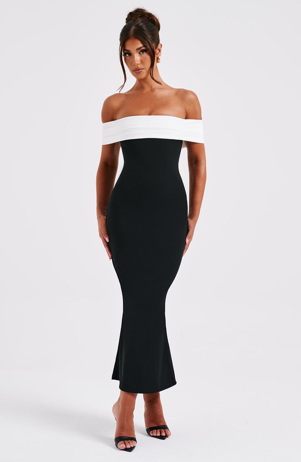 Flourenne Bexley Midi Dress in Black/White
