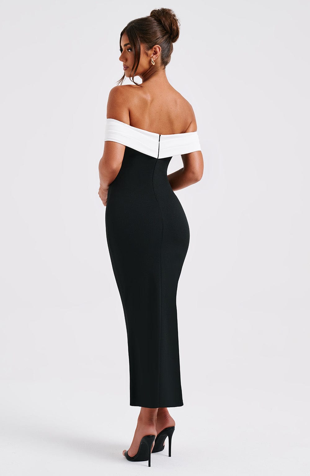 Flourenne Bexley Midi Dress in Black/White