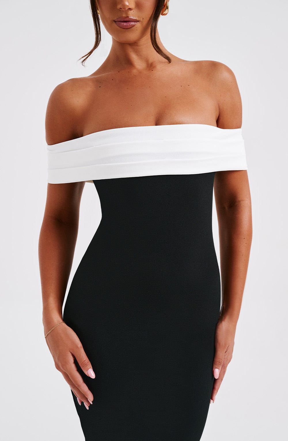Flourenne Bexley Midi Dress in Black/White