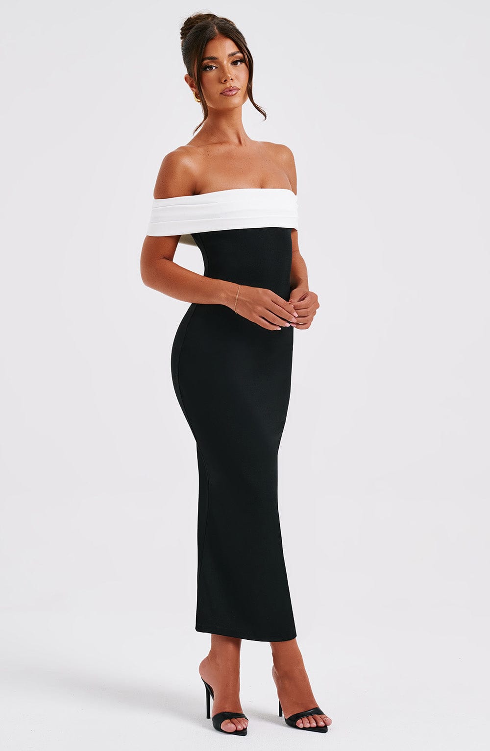 Flourenne Bexley Midi Dress in Black/White