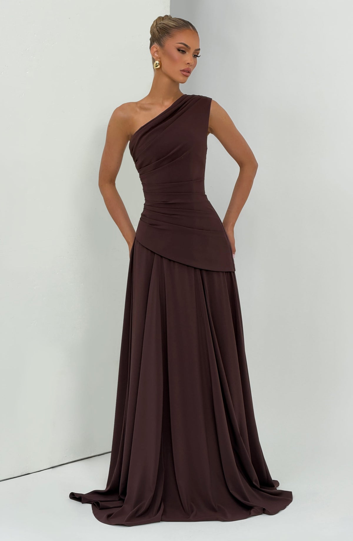 Flourenne Bianka Maxi Dress in Plum Brown