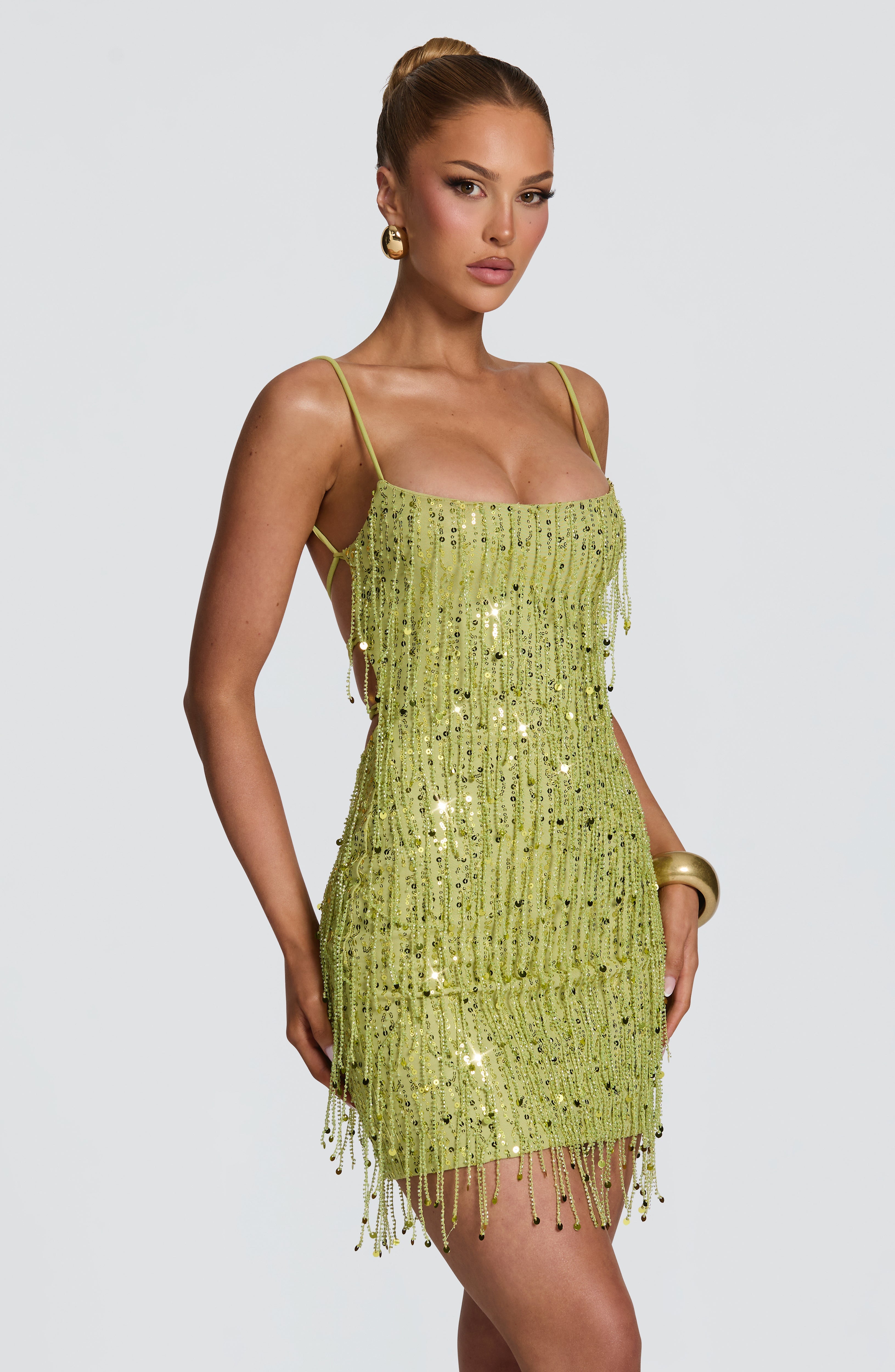 Flourenne Blaine Mini Dress in Olive