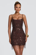 Flourenne Blaine Mini Dress in Plum Brown