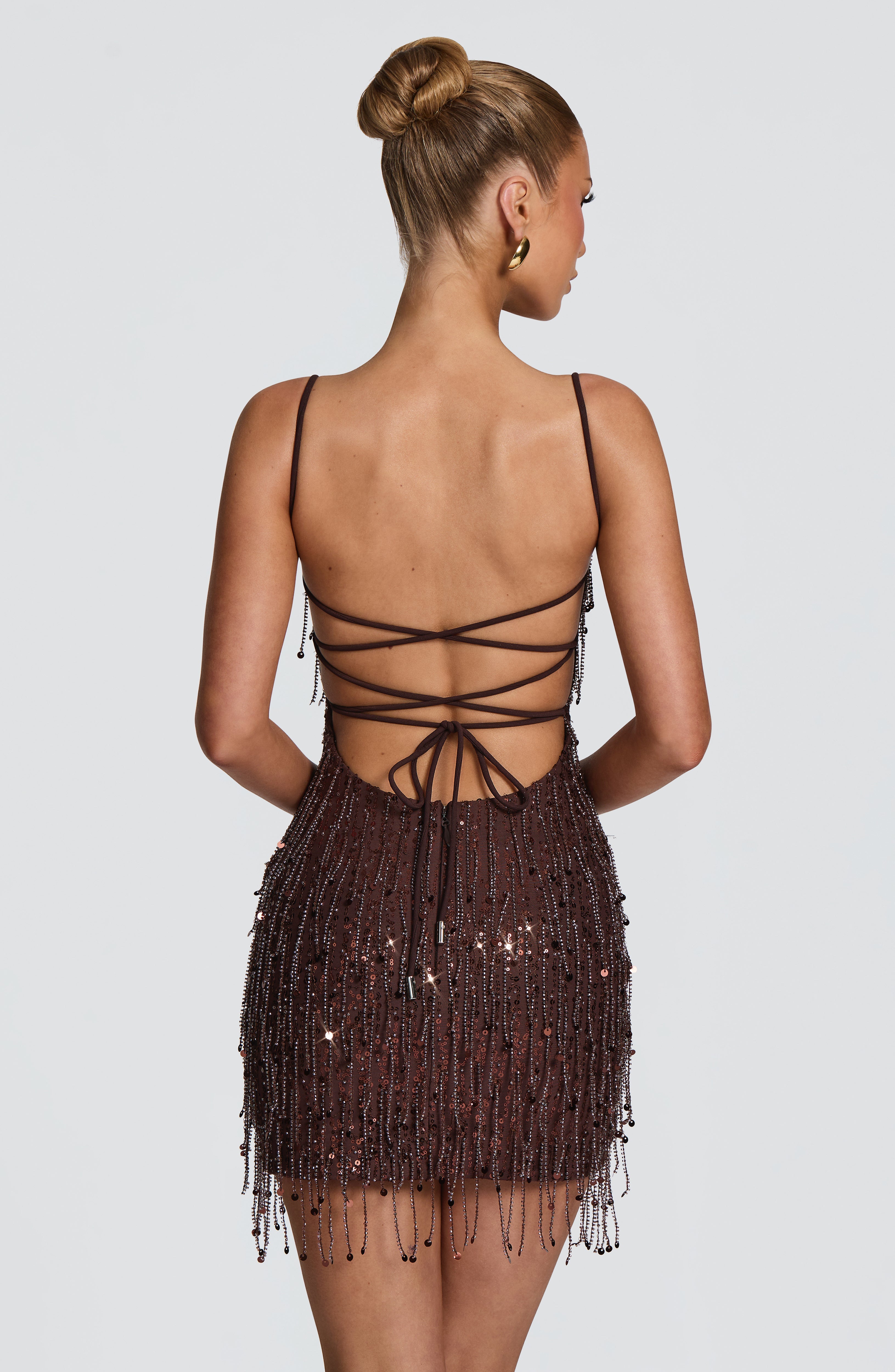 Flourenne Blaine Mini Dress in Plum Brown