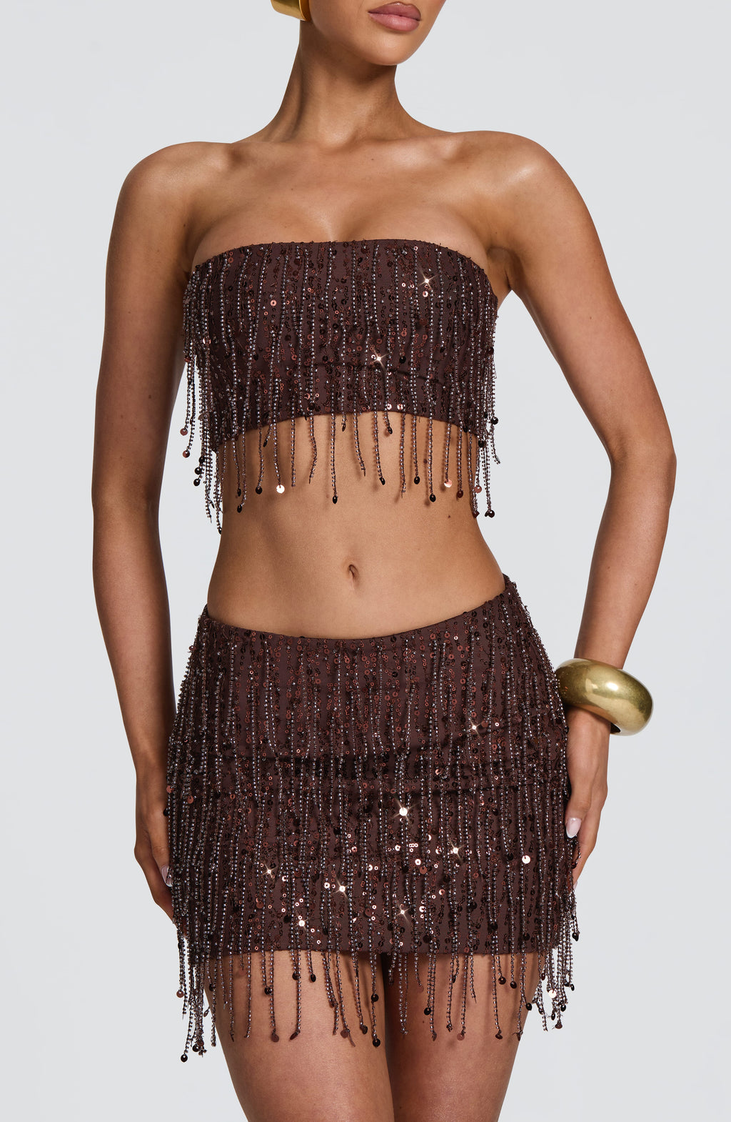Flourenne Blayne Mini Skirt in Plum Brown