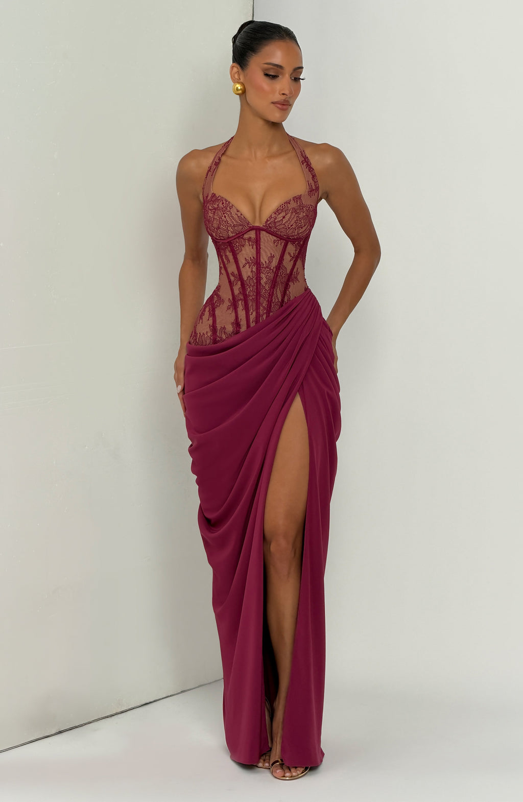 Flourenne Bonetta Maxi Dress in Mulberry