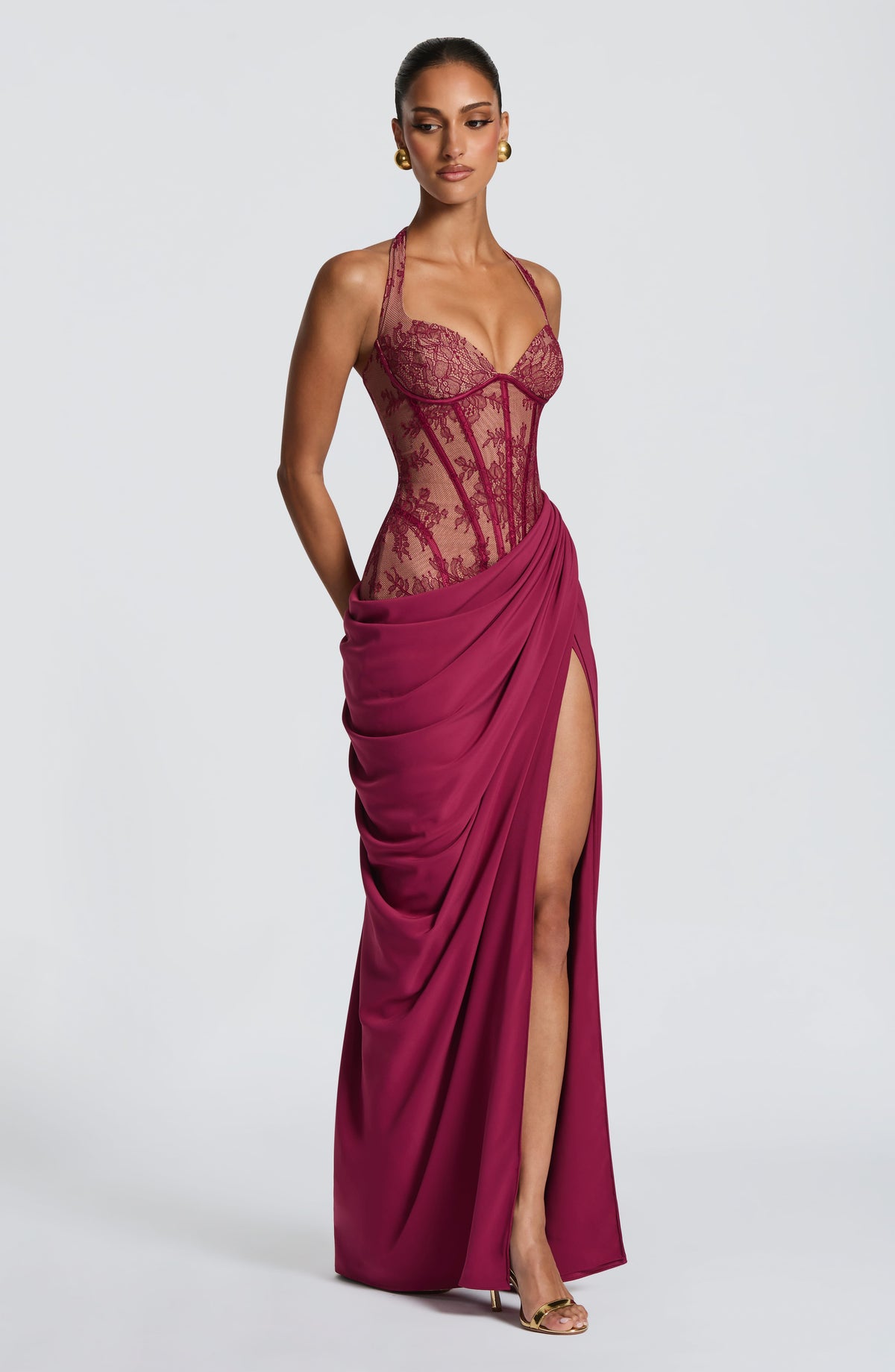 Flourenne Bonetta Maxi Dress in Mulberry