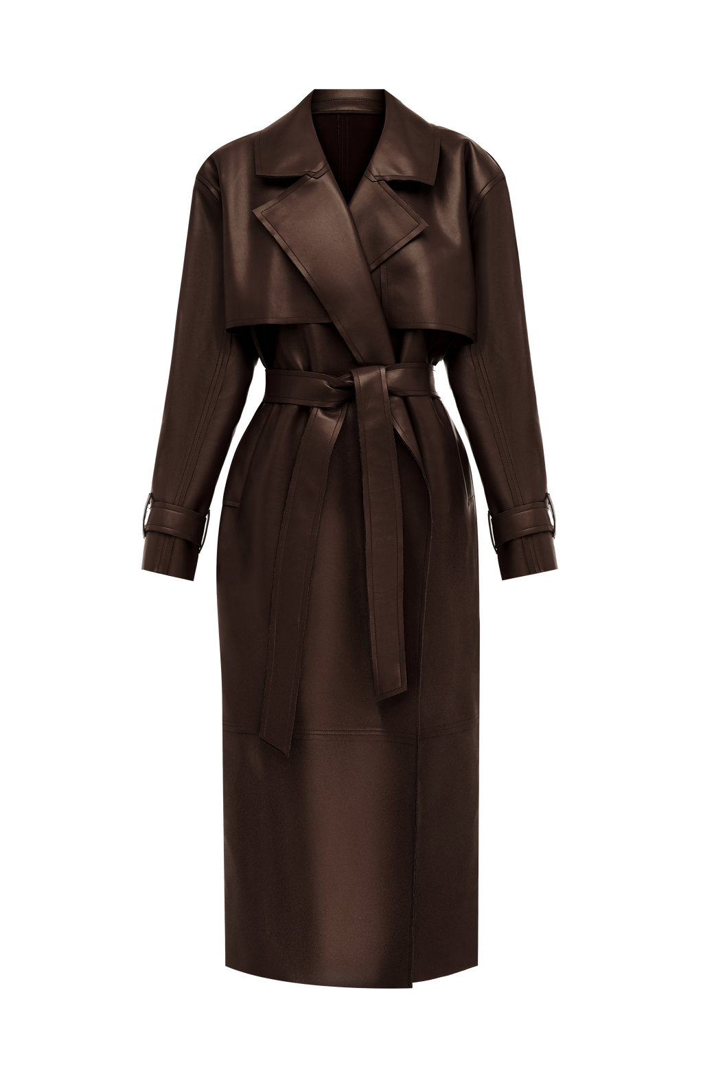 Flourenne Brigitte Trench Coat in Plum Brown