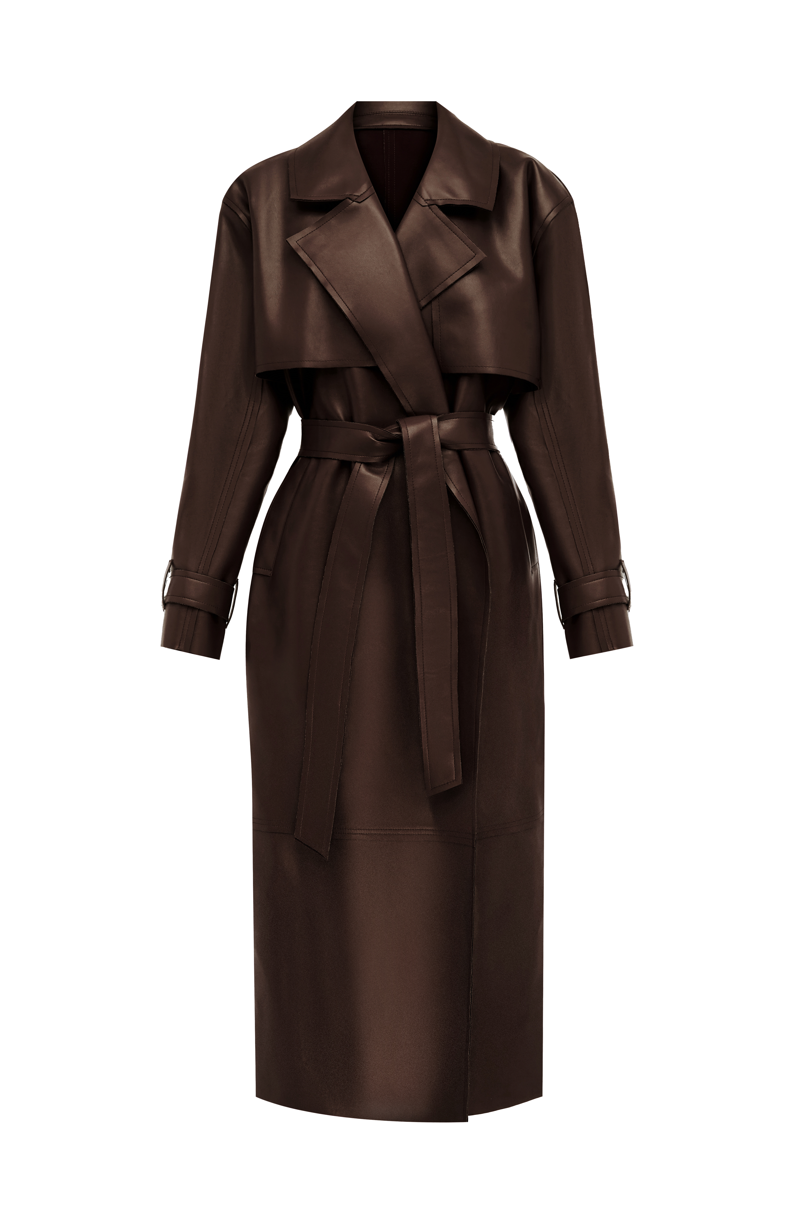 Flourenne Brigitte Trench Coat in Plum Brown