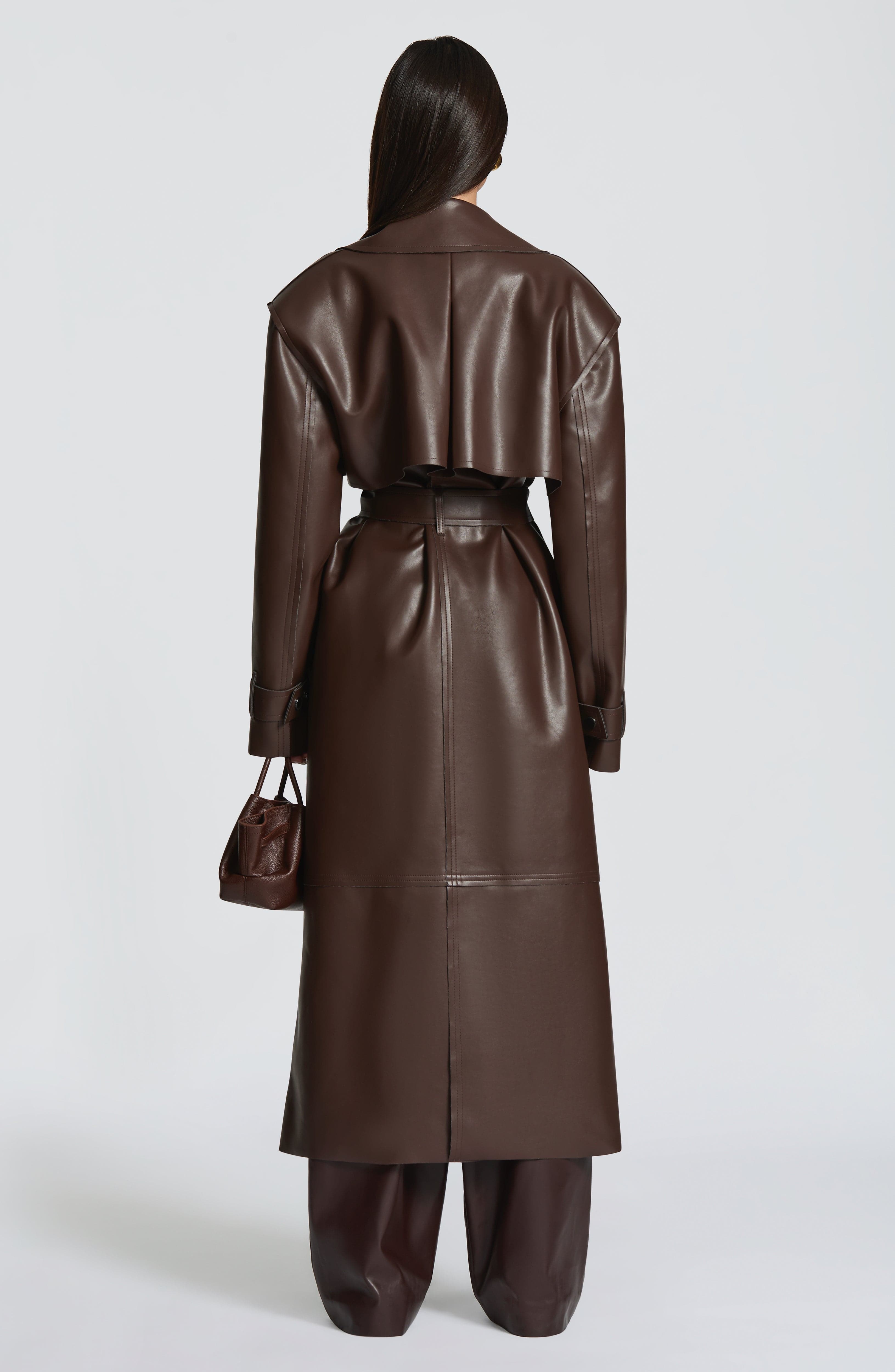 Flourenne Brigitte Trench Coat in Plum Brown