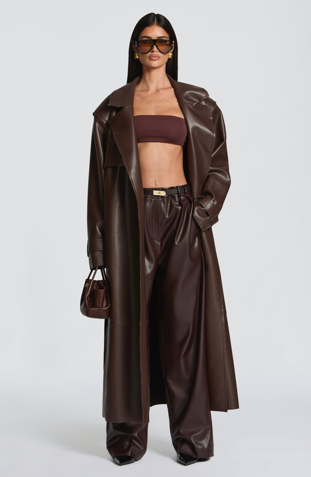 Flourenne Brigitte Trench Coat in Plum Brown
