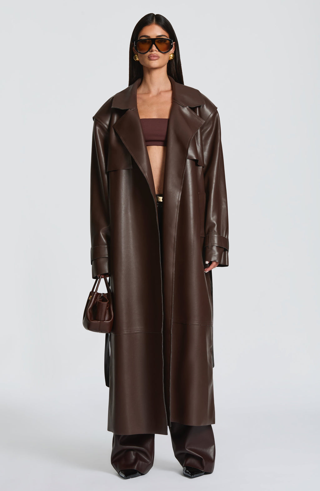 Flourenne Brigitte Trench Coat in Plum Brown