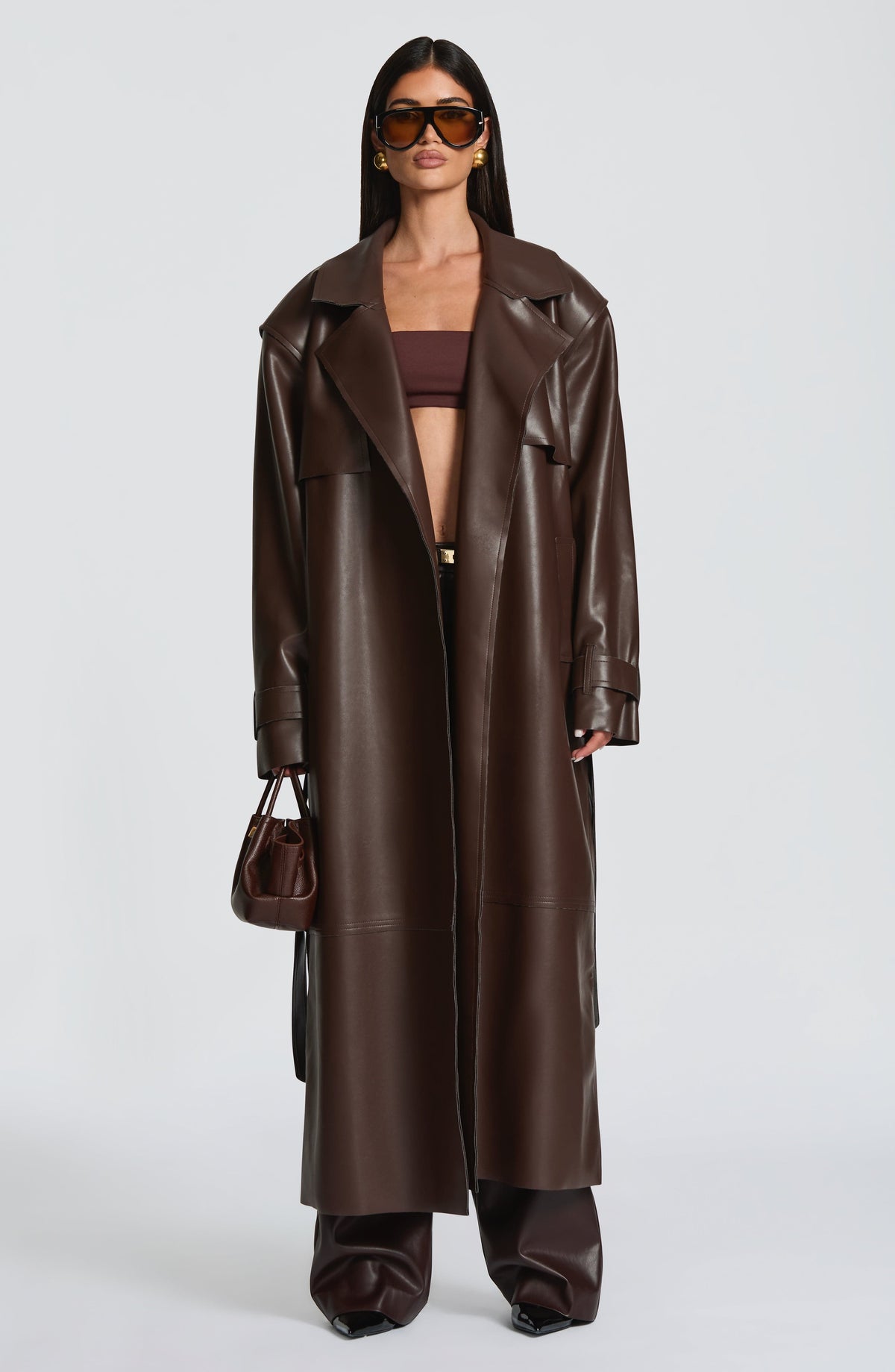Flourenne Brigitte Trench Coat in Plum Brown