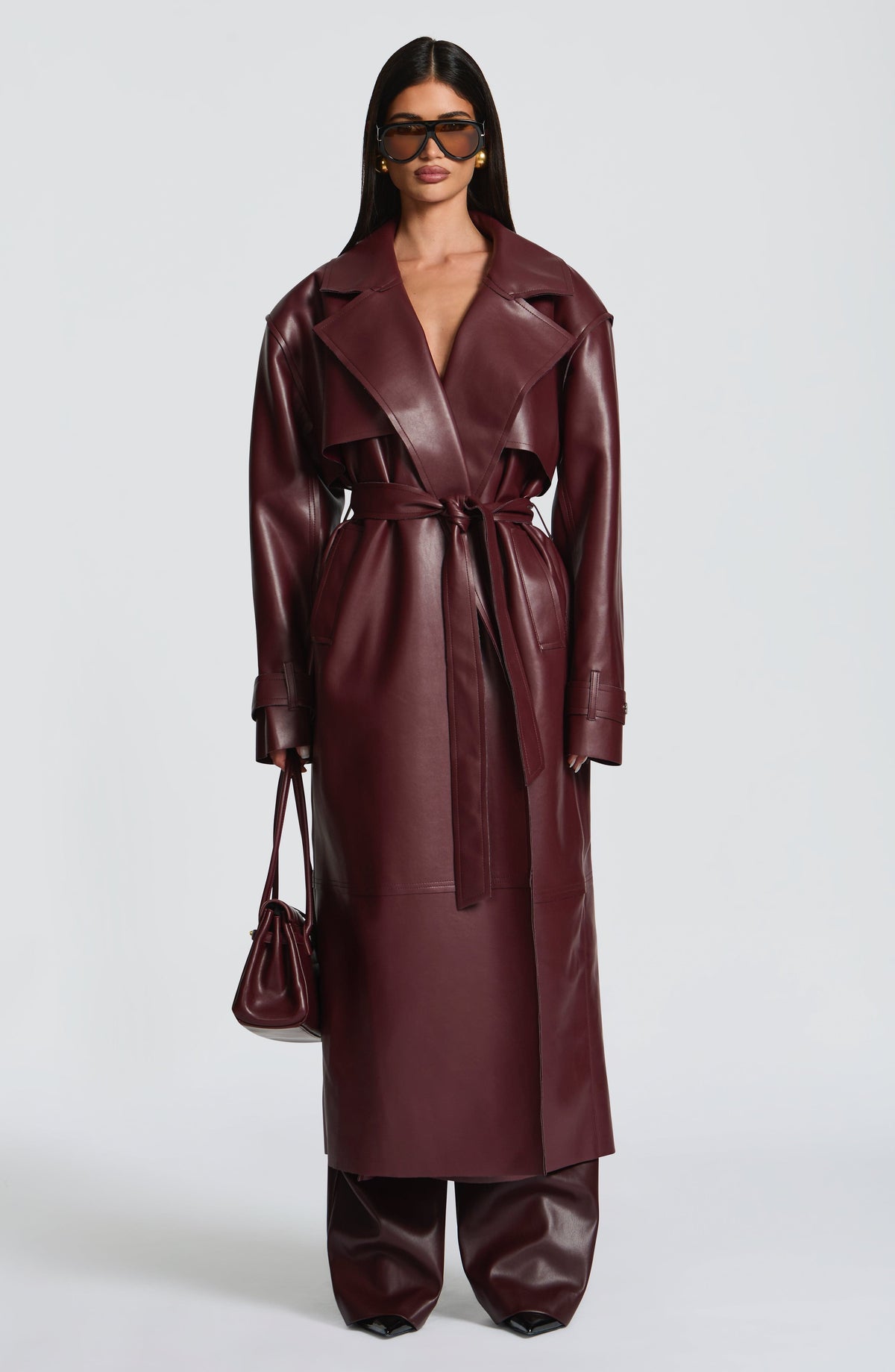 Flourenne Brigitte Trench Coat in Plum