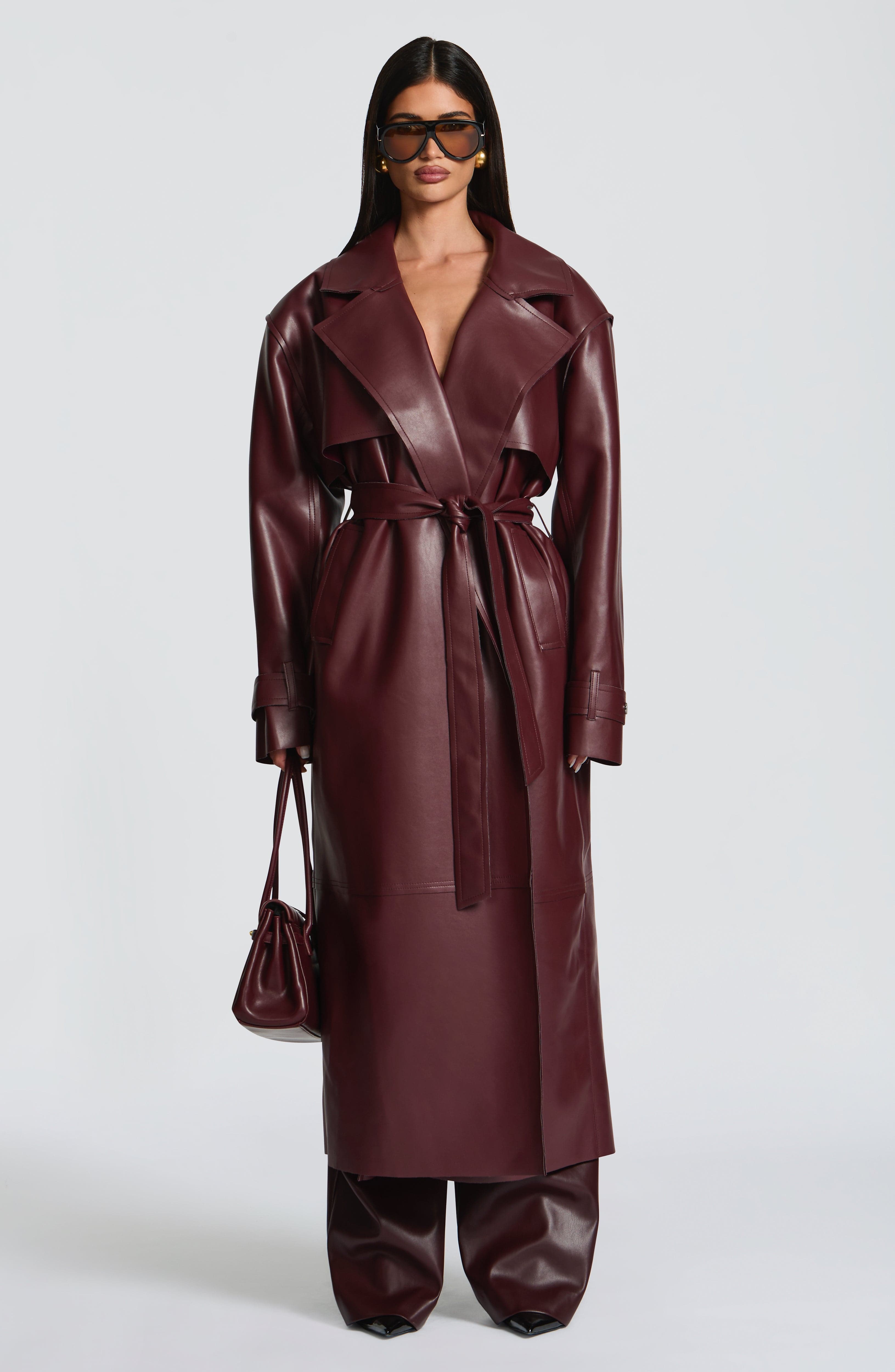 Flourenne Brigitte Trench Coat in Plum