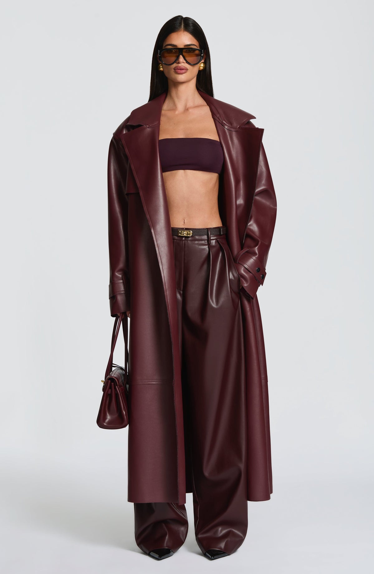 Flourenne Brigitte Trench Coat in Plum