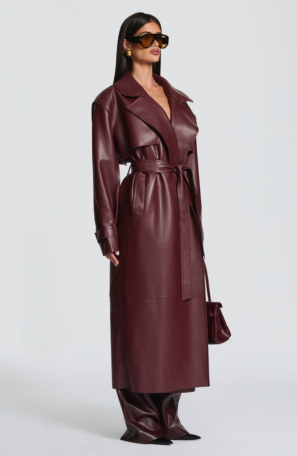 Flourenne Brigitte Trench Coat in Plum