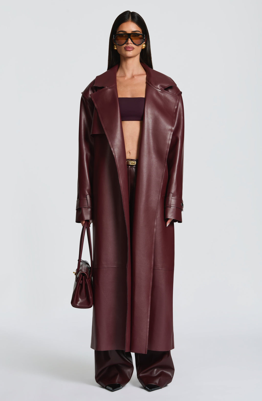 Flourenne Brigitte Trench Coat in Plum